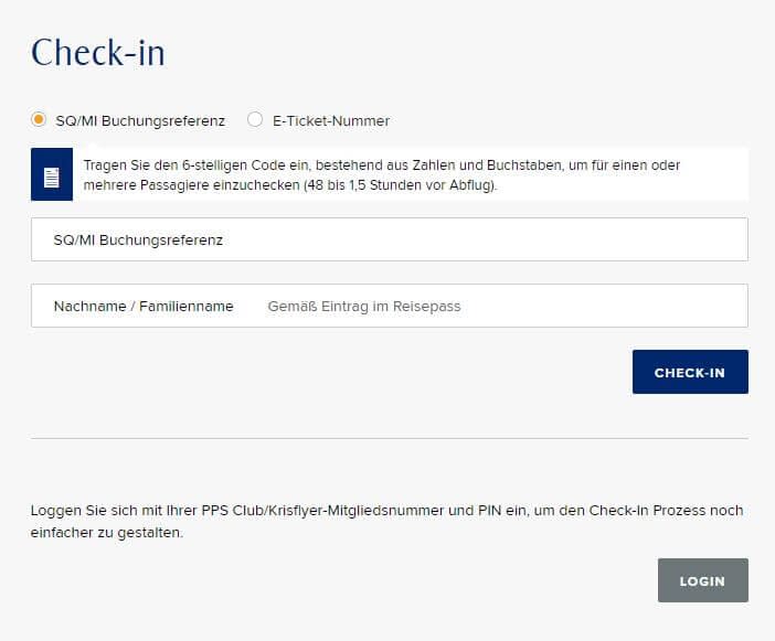 Singapore Airlines Online Check In Zum Online Chekin Jetzt Einchecken